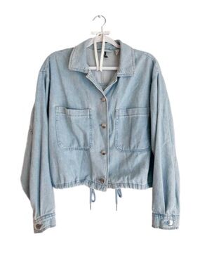 𝖧&𝖬 𝖣𝖨𝖵𝖨𝖣𝖤𝖣 Light Wash 100% Cotton Denim shirt Jacket Blouson